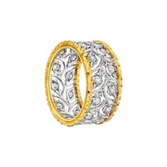 Anello Modernista Buccellati in oro con diamante e fascia traforata