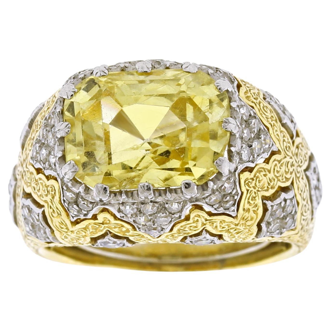 Buccellati Natural Yellow Sapphire and Diamond Ring