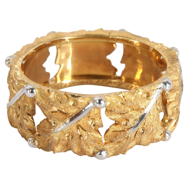 Buccellati Oak Leaf Design Band in 18K Yellow and White Gold For Sale ...