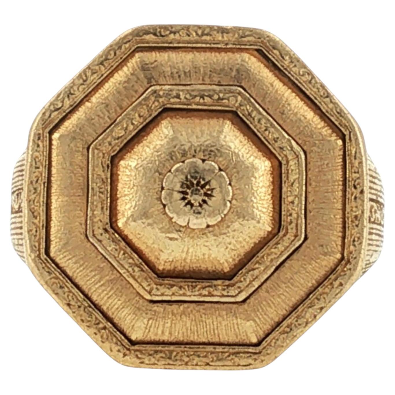Pre-owned Buccellati Octagonal 18 Karat Yellow Gold Vintage Ring 1980's