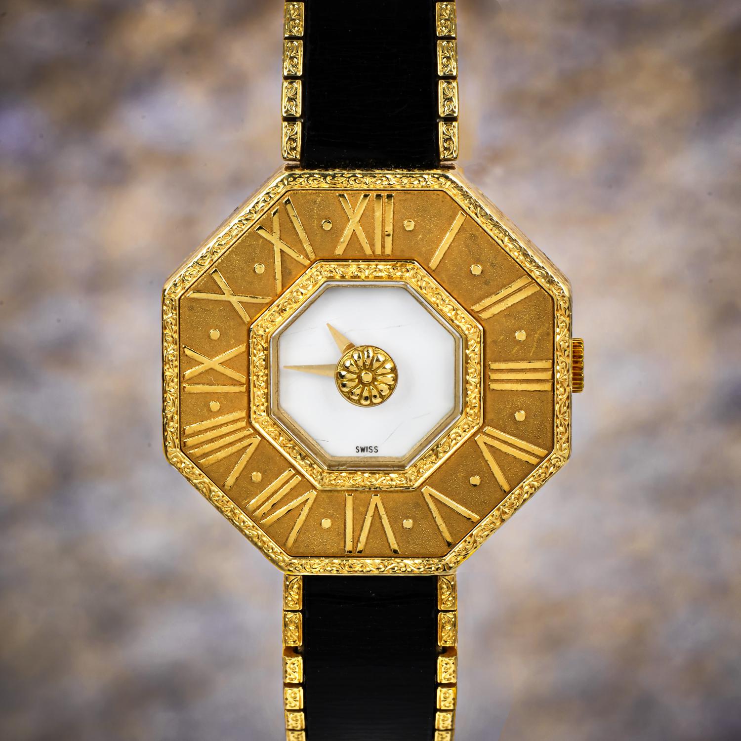 Buccellati Oktachron 18k Yellow Gold Quartz Watch In Excellent Condition In Miami, FL