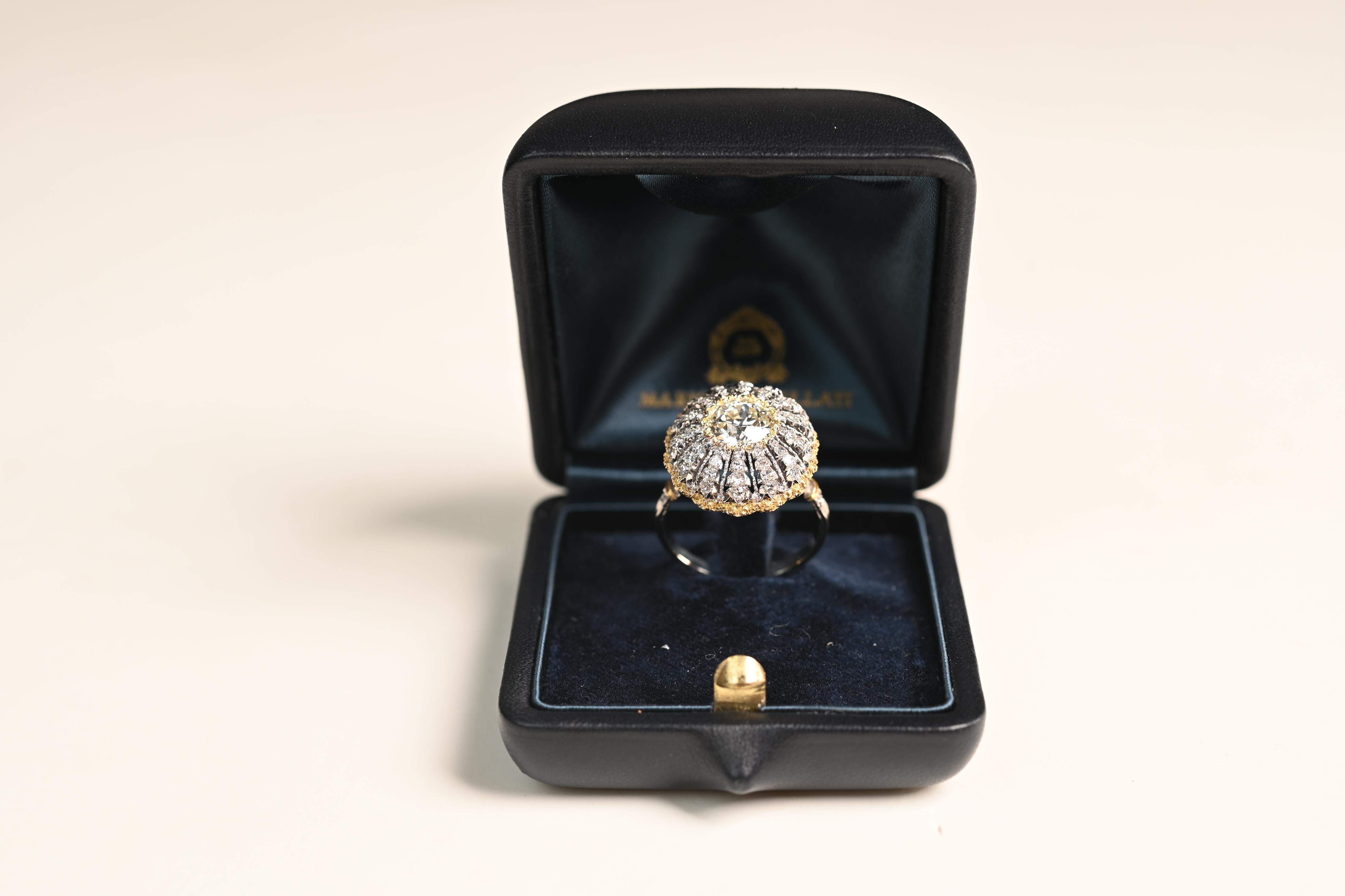 Art déco Buccellati, bague de fiançailles avec diamant taille européenne ancienne (environ 2,00 carats) en vente