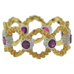 Buccellati Openwork Gold Ruby Band Ring