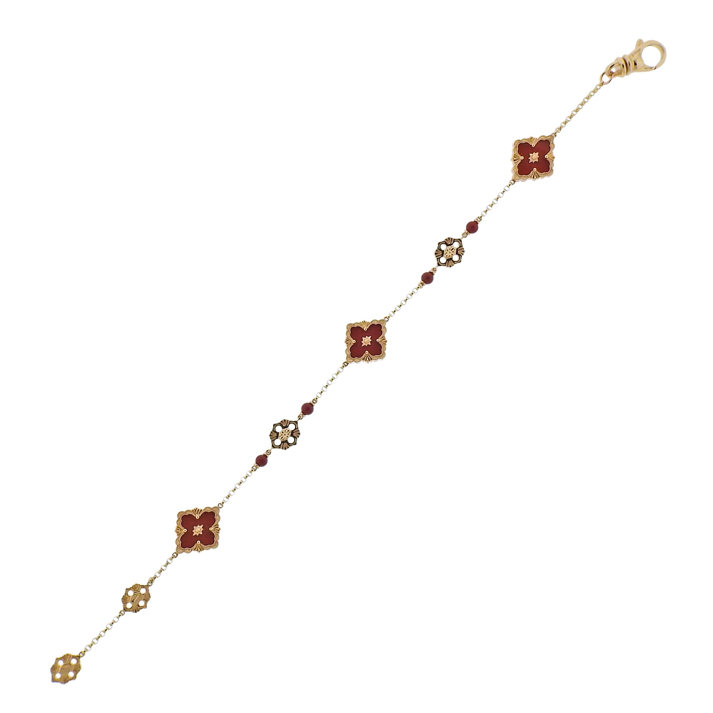 18k gold Opera bracelet with jasper, by Buccellati. Come with pouch. Bracelet is 8