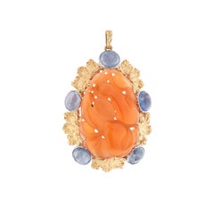 Buccellati Orange Jade & Sapphire Pendant