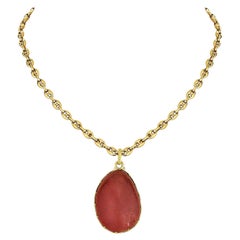 Buccellati Oval Carved Agate Gold Vintage Pendant
