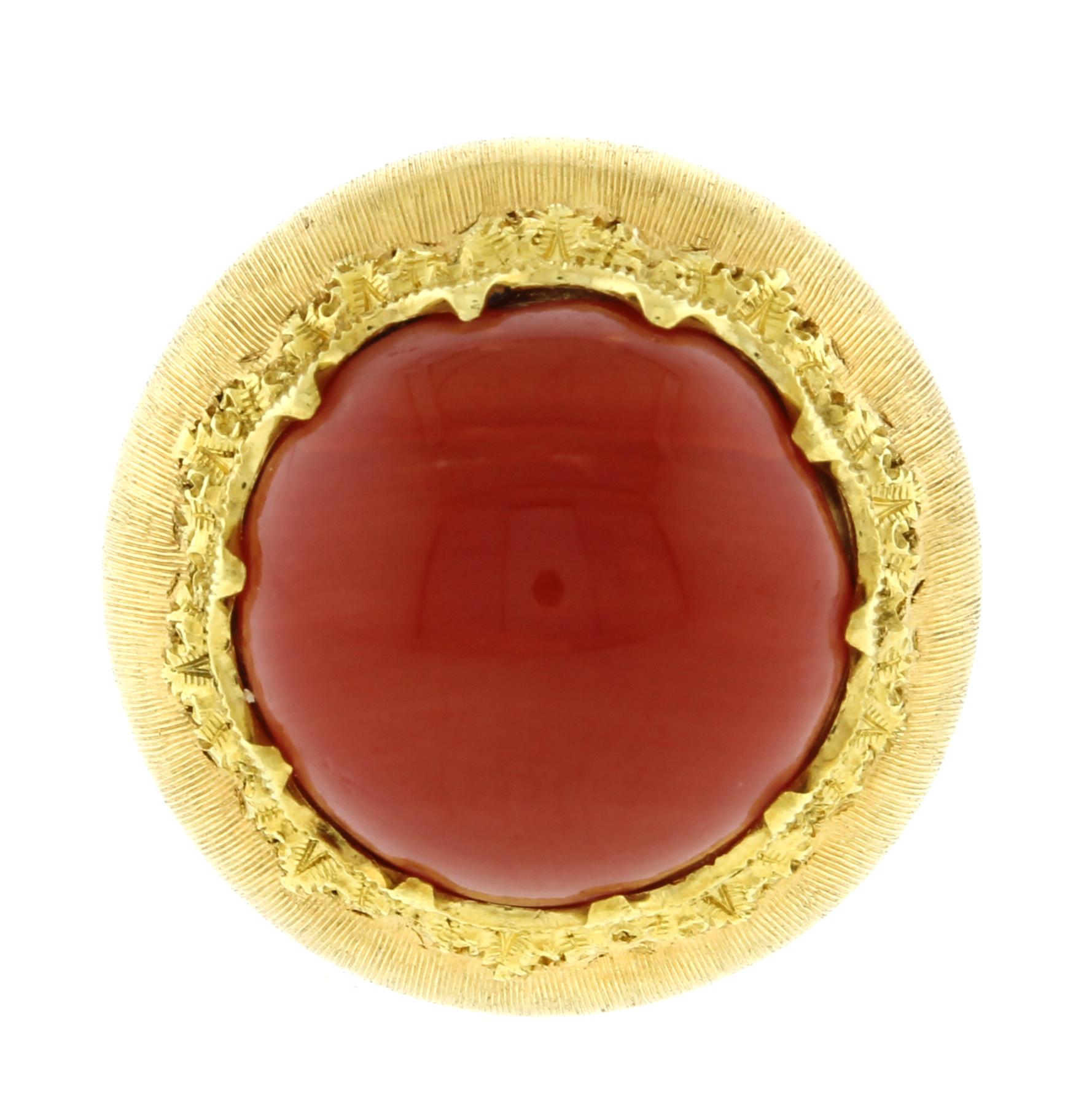 Women's or Men's Buccellati Ox Blood Coral Gold Earrings For Sale