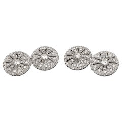 Buccellati Pair of Diamond and Platinum Cart Wheel Cufflinks Circa 1950s