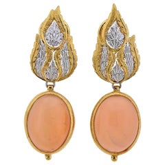 Buccellati Peach Moonstone Gold Drop Earrings