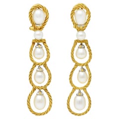 Buccellati Pearl 18 Karat Two-Tone Gold Drop Earrings