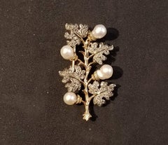 Buccellati Pearl Diamond Gold Brooch