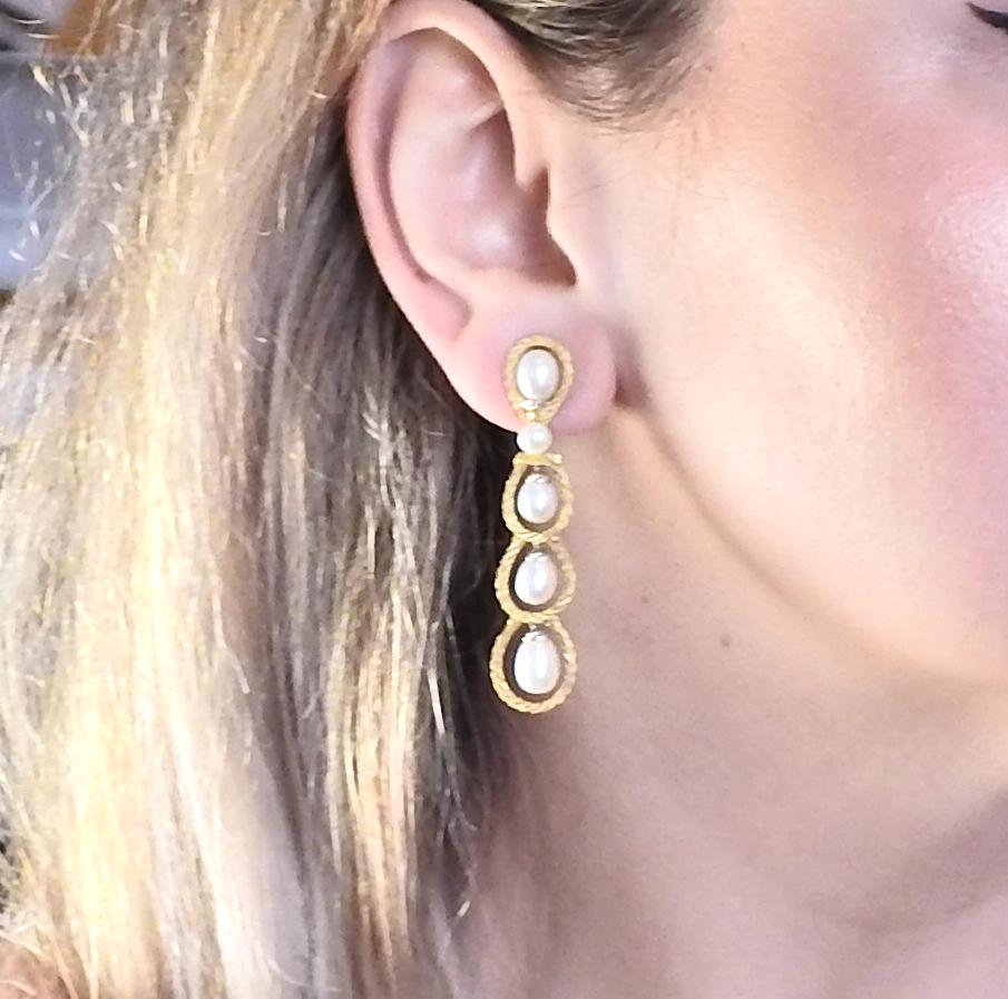 Women's Buccellati Pearl Gold Drop Earrings