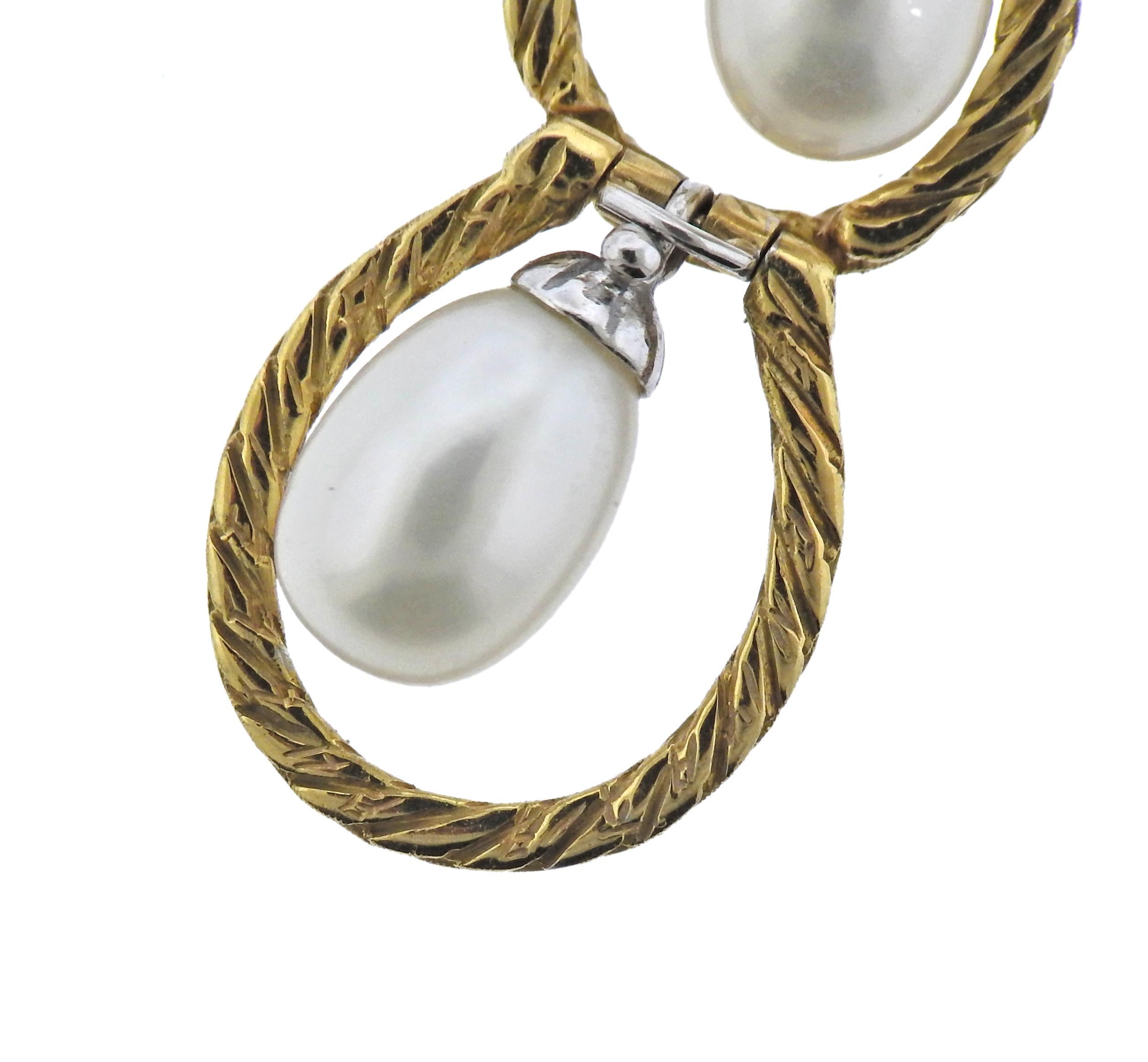 Buccellati Pearl Gold Drop Earrings 1