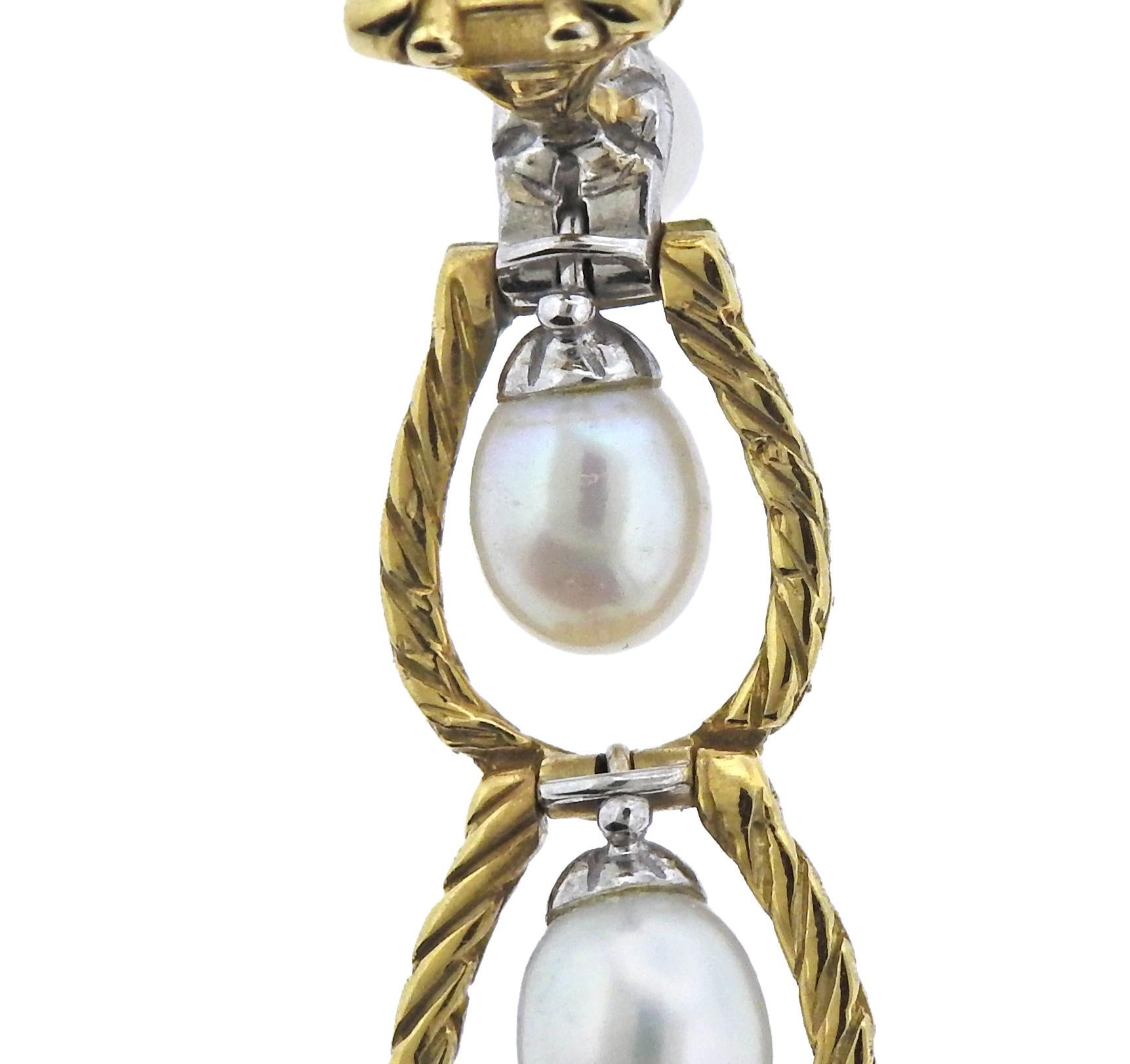 Buccellati Pearl Gold Drop Earrings 2