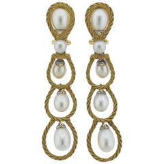Buccellati Pearl Gold Drop Earrings