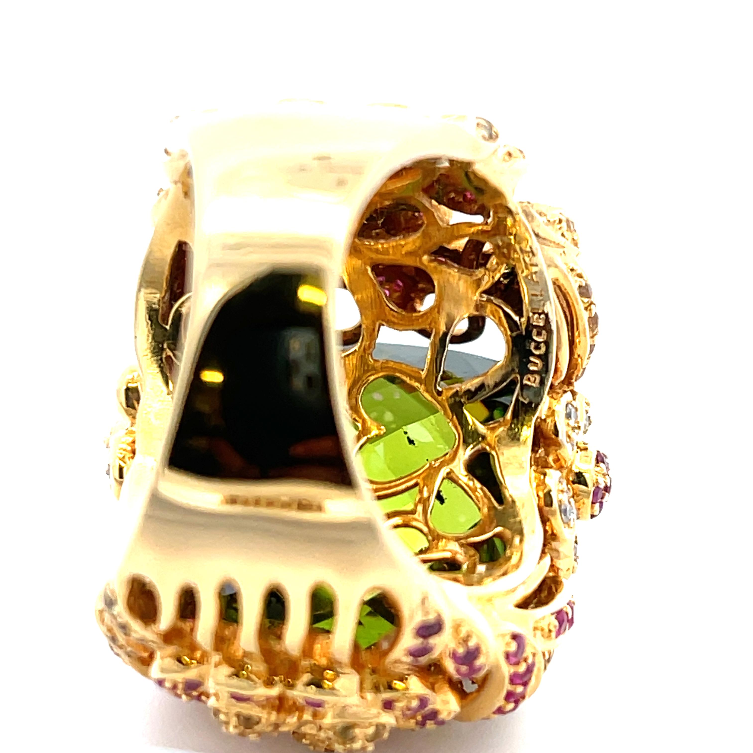 Mixed Cut Buccellati Peridot Ring 18K Yellow Gold