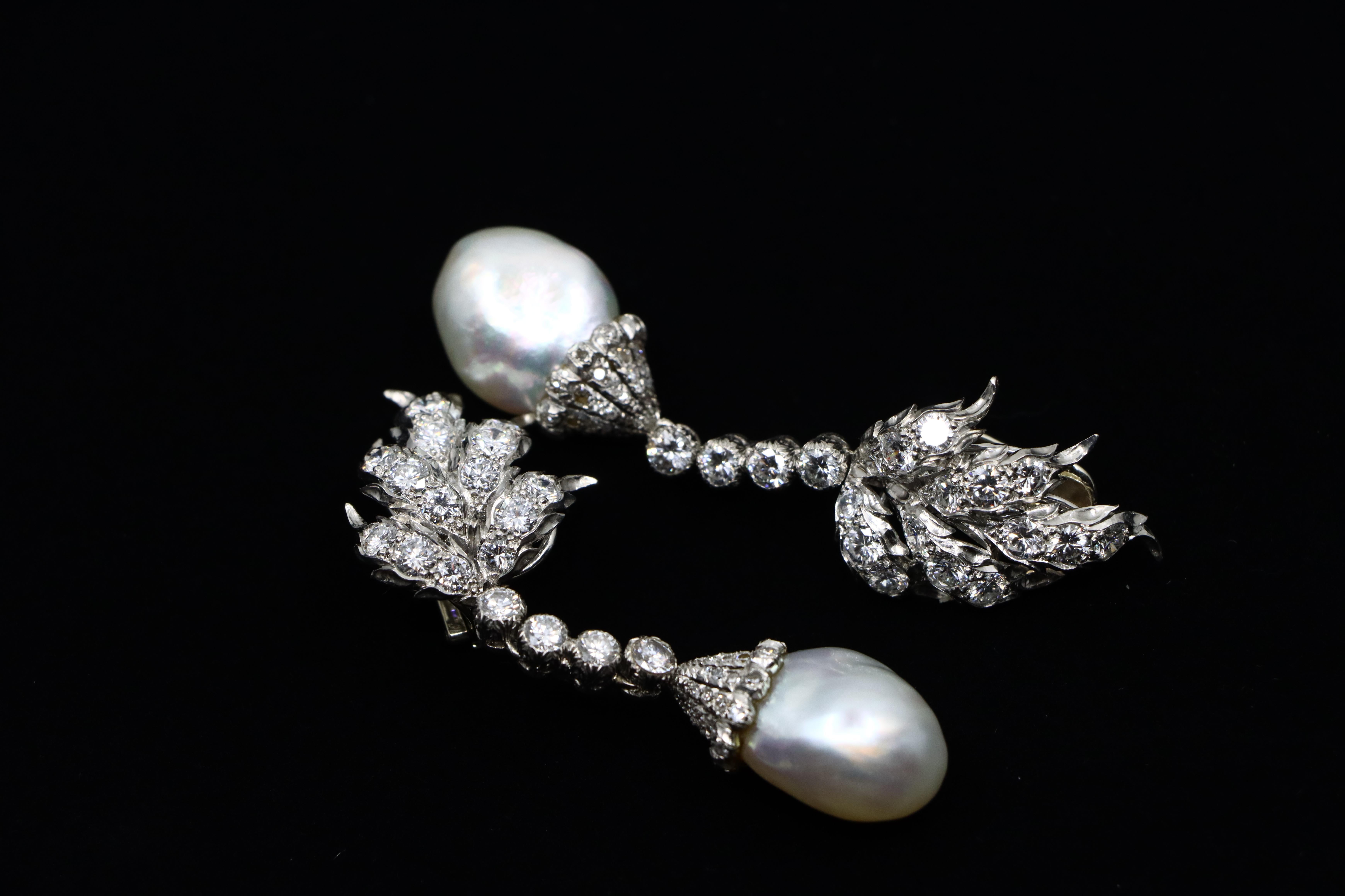 Buccellati Platinum Diamond Pearl Earrings For Sale 5