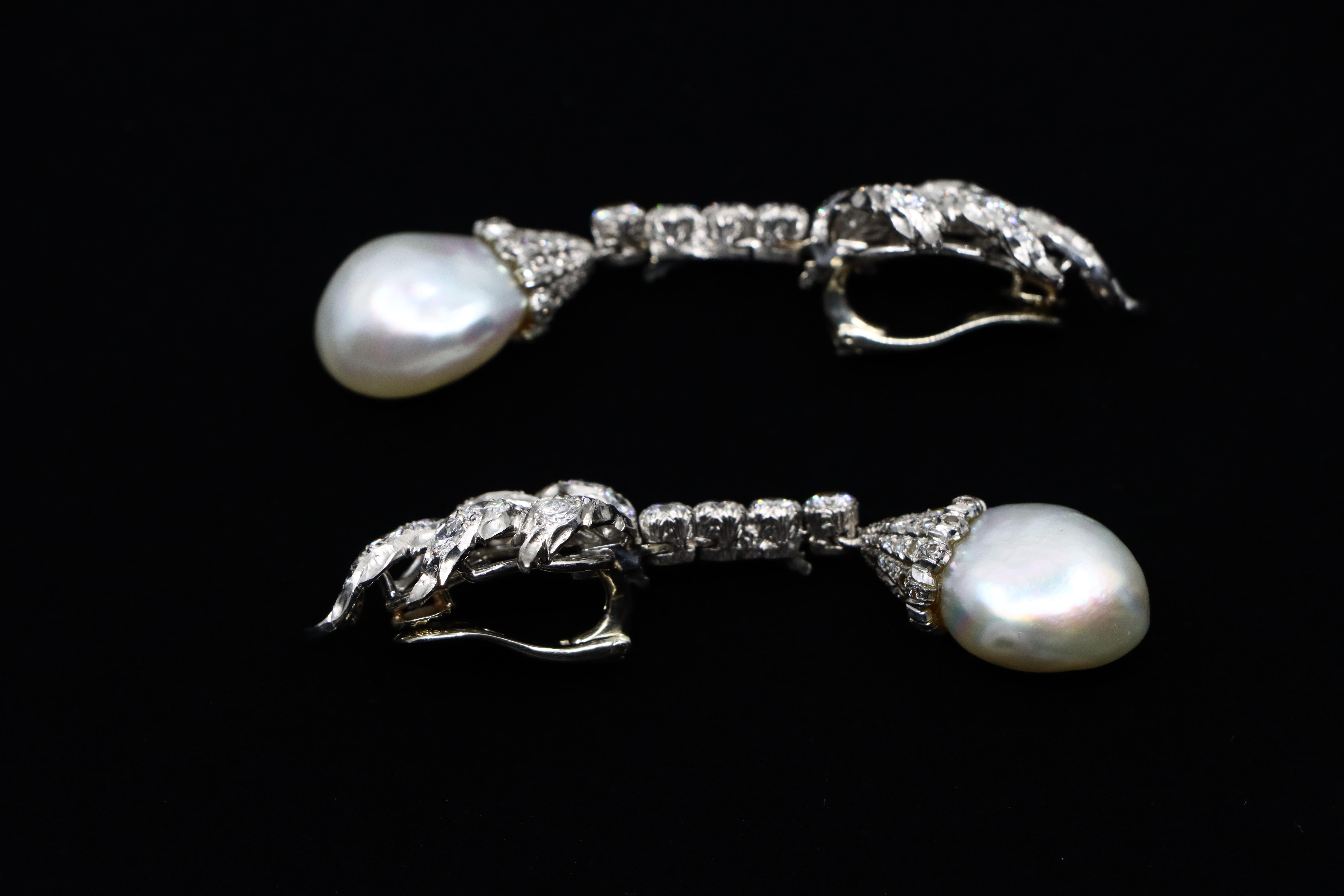 Buccellati Platinum Diamond Pearl Earrings For Sale 7