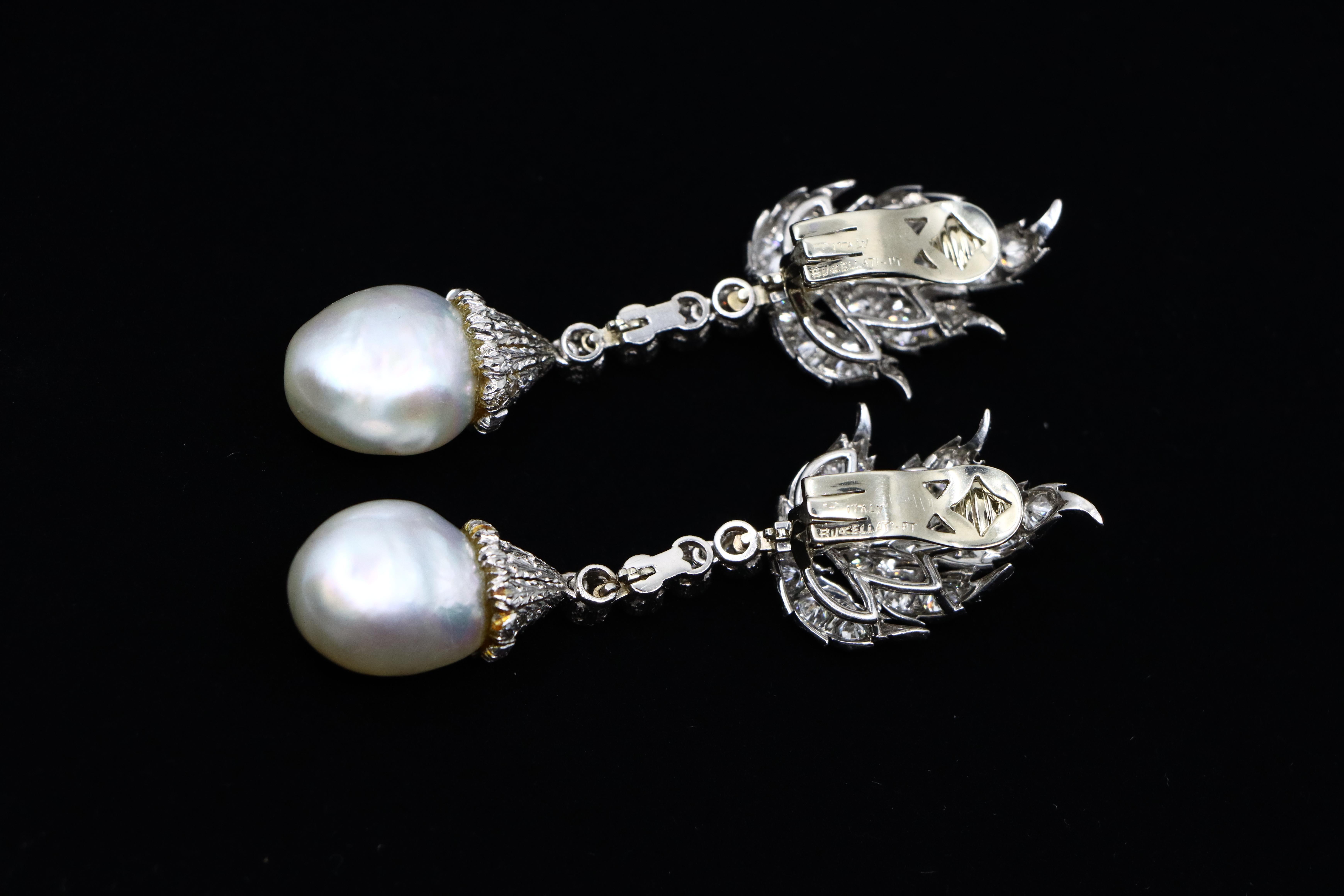 Buccellati Platinum Diamond Pearl Earrings For Sale 8