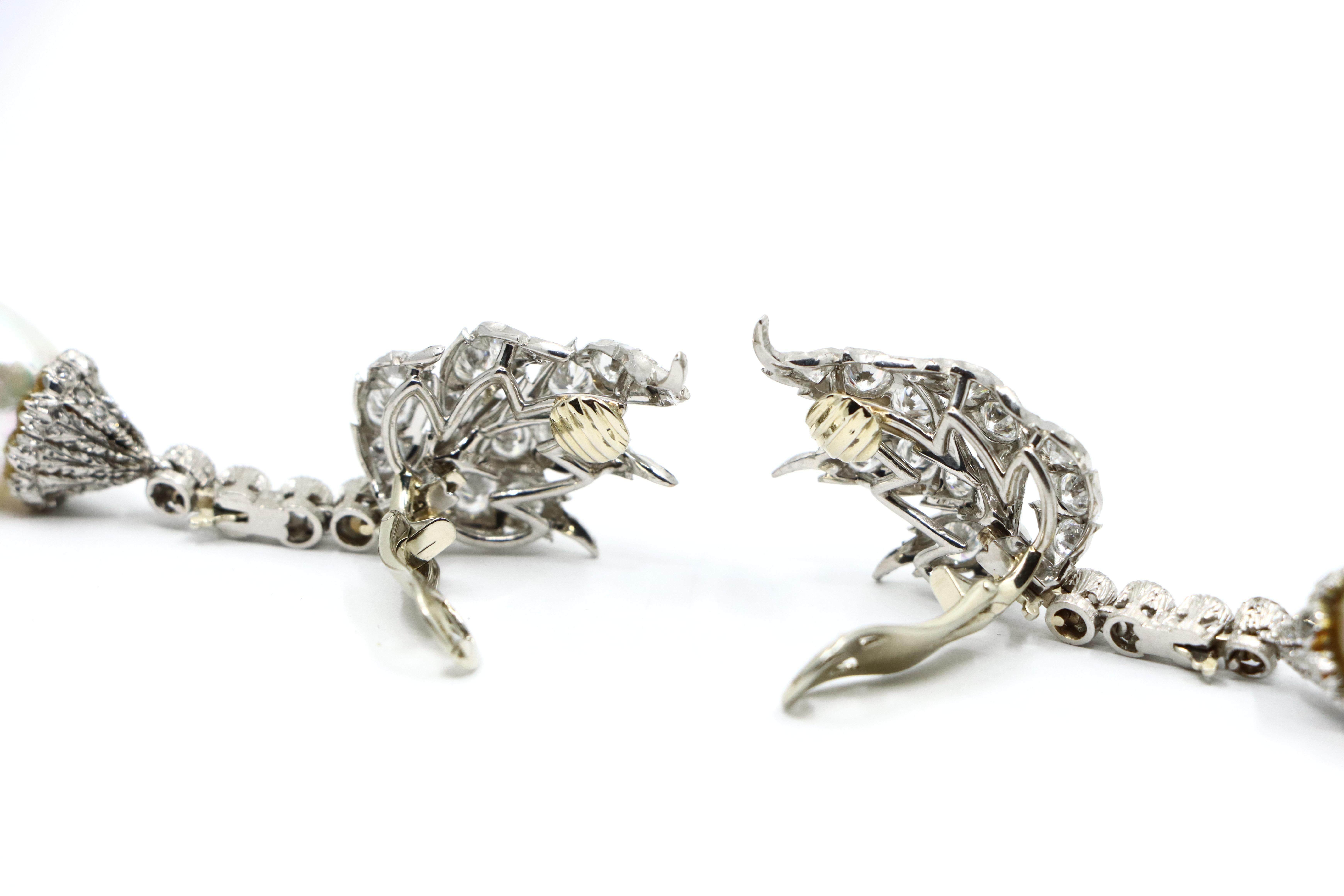Buccellati Platinum Diamond Pearl Earrings For Sale 10