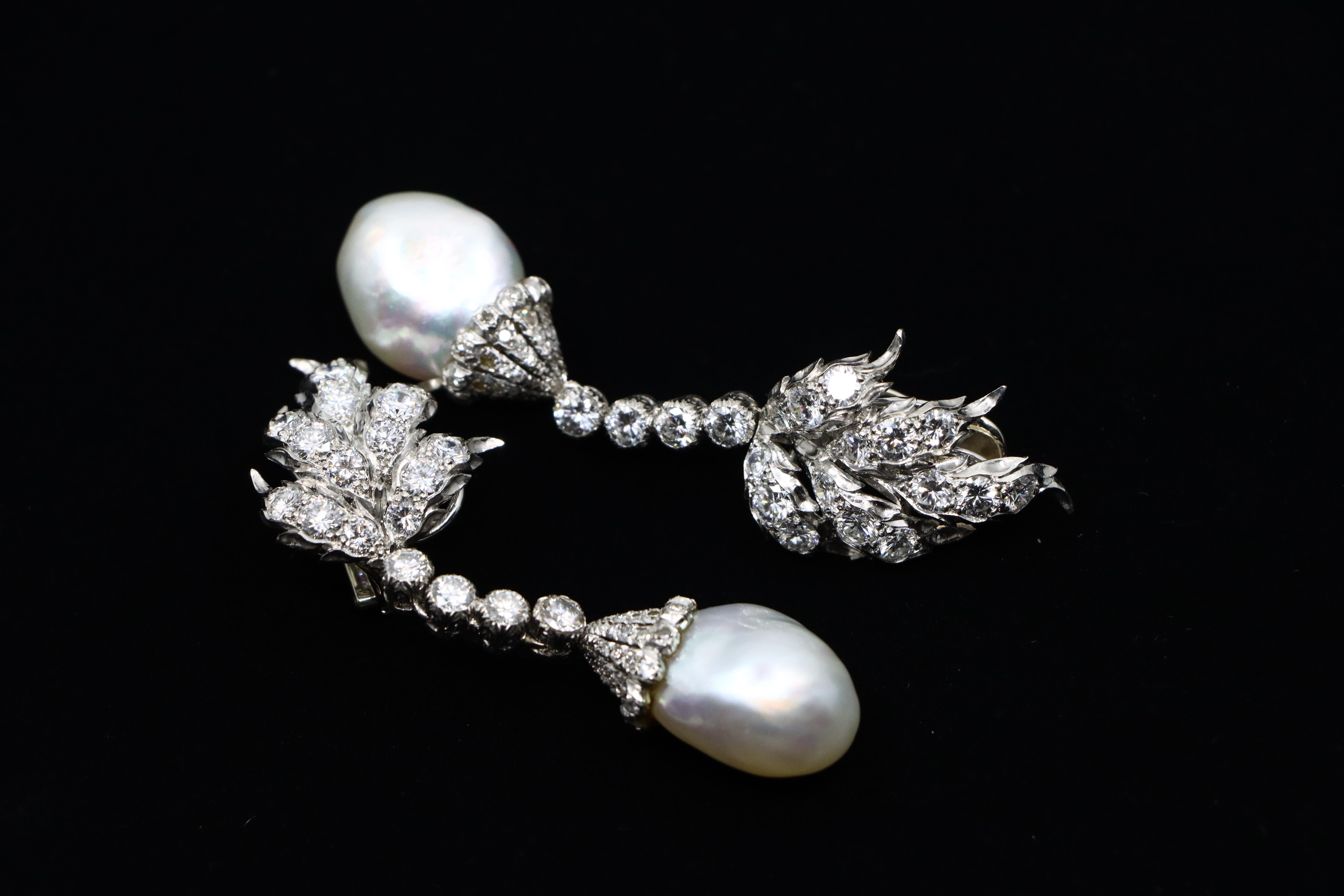 Buccellati Platinum Diamond Pearl Earrings For Sale 13
