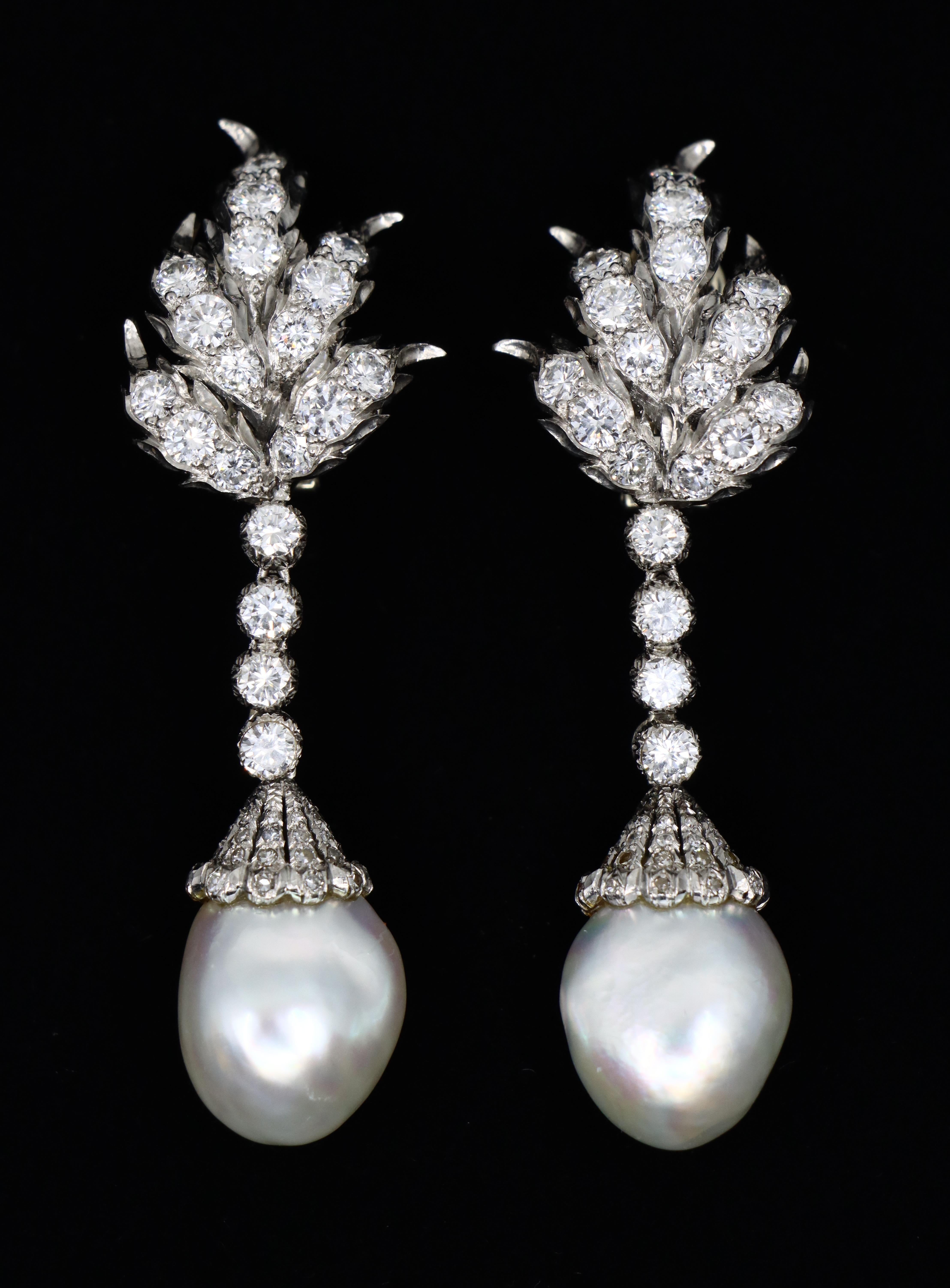 Women's or Men's Buccellati Platinum Diamond Pearl Earrings For Sale