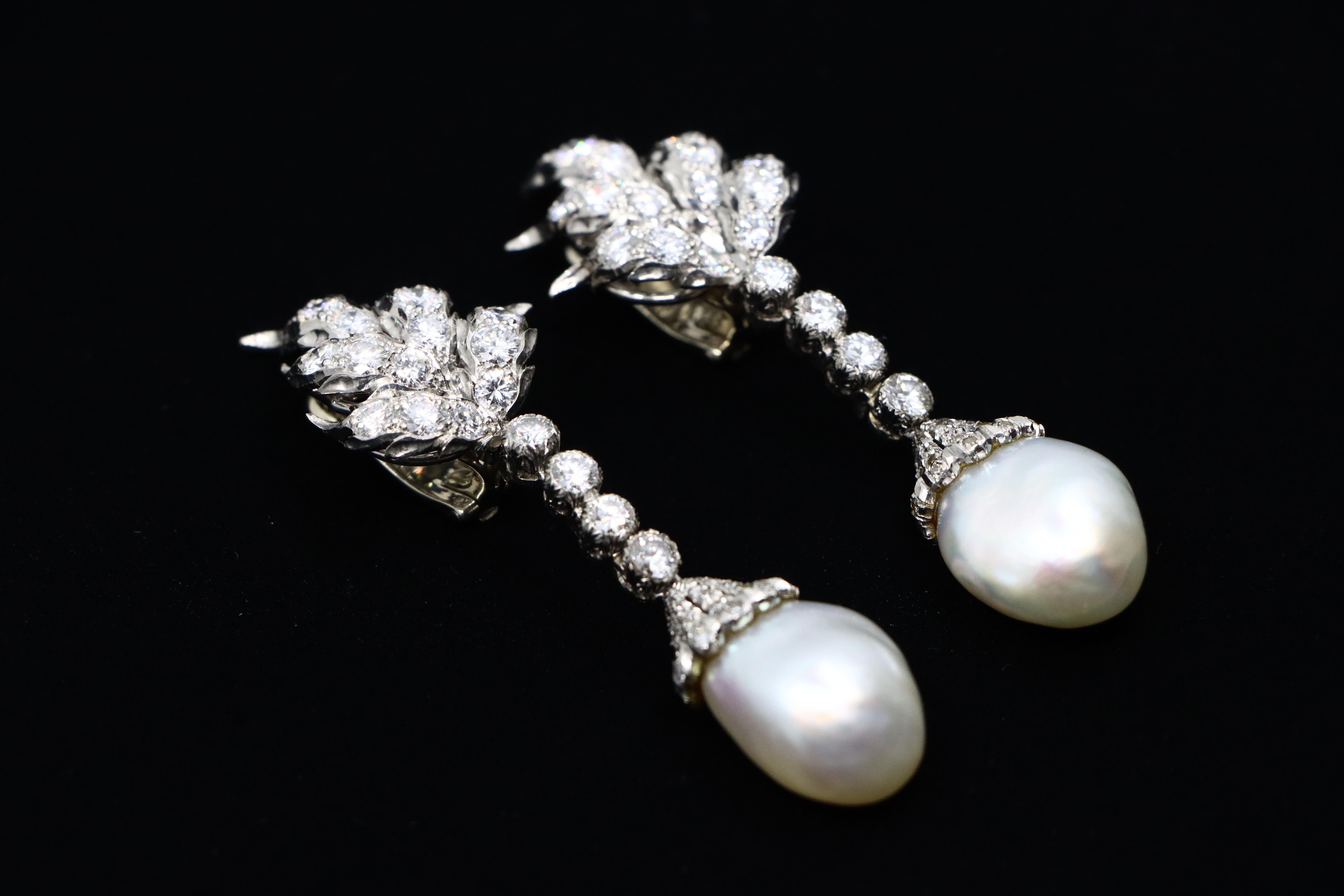 Buccellati Platinum Diamond Pearl Earrings For Sale 4