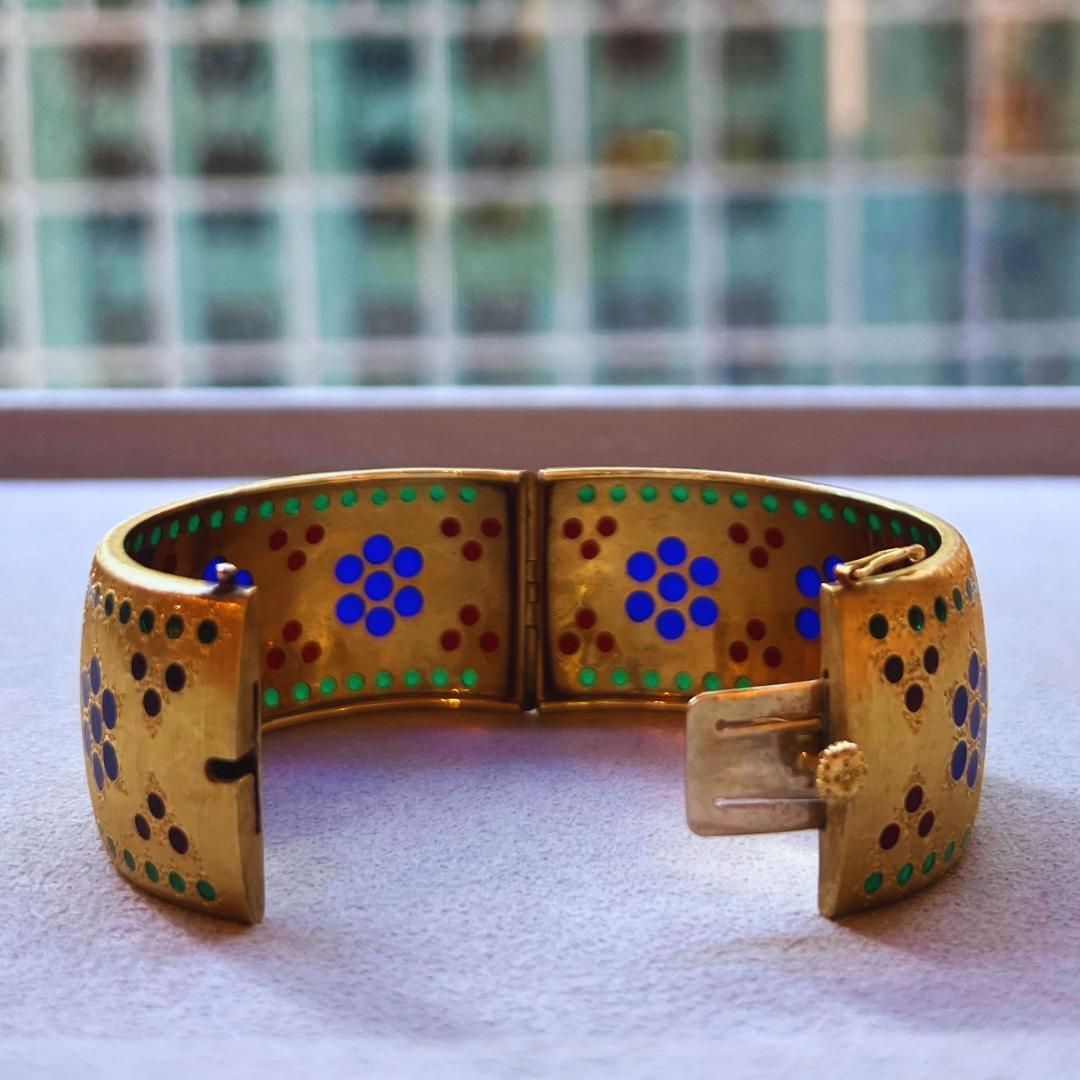 Buccellati Plique-à-Jour Enamel and 18K Gold Bangle 1