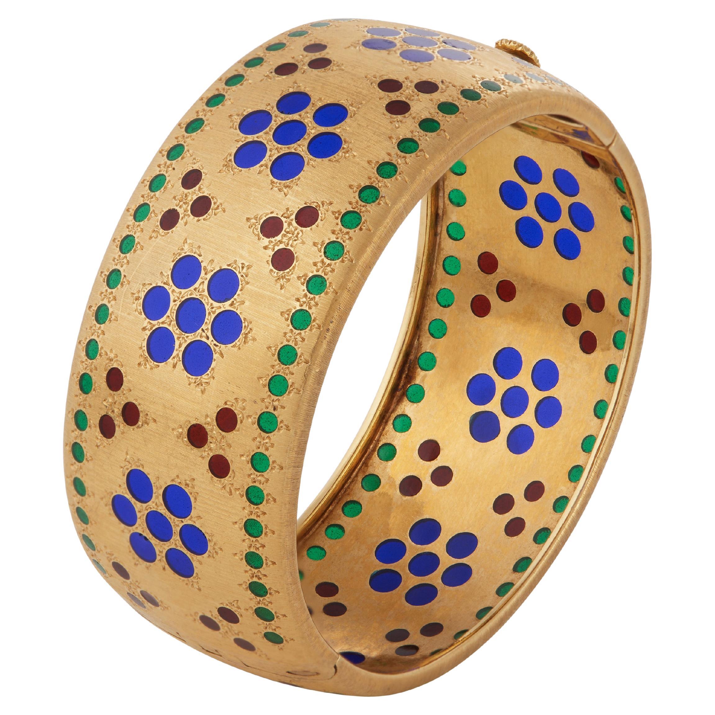 Buccellati Plique-à-Jour Enamel and 18K Gold Bangle