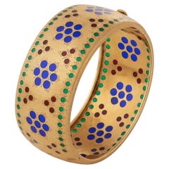 Buccellati Plique-à-Jour Enamel and 18K Gold Bangle