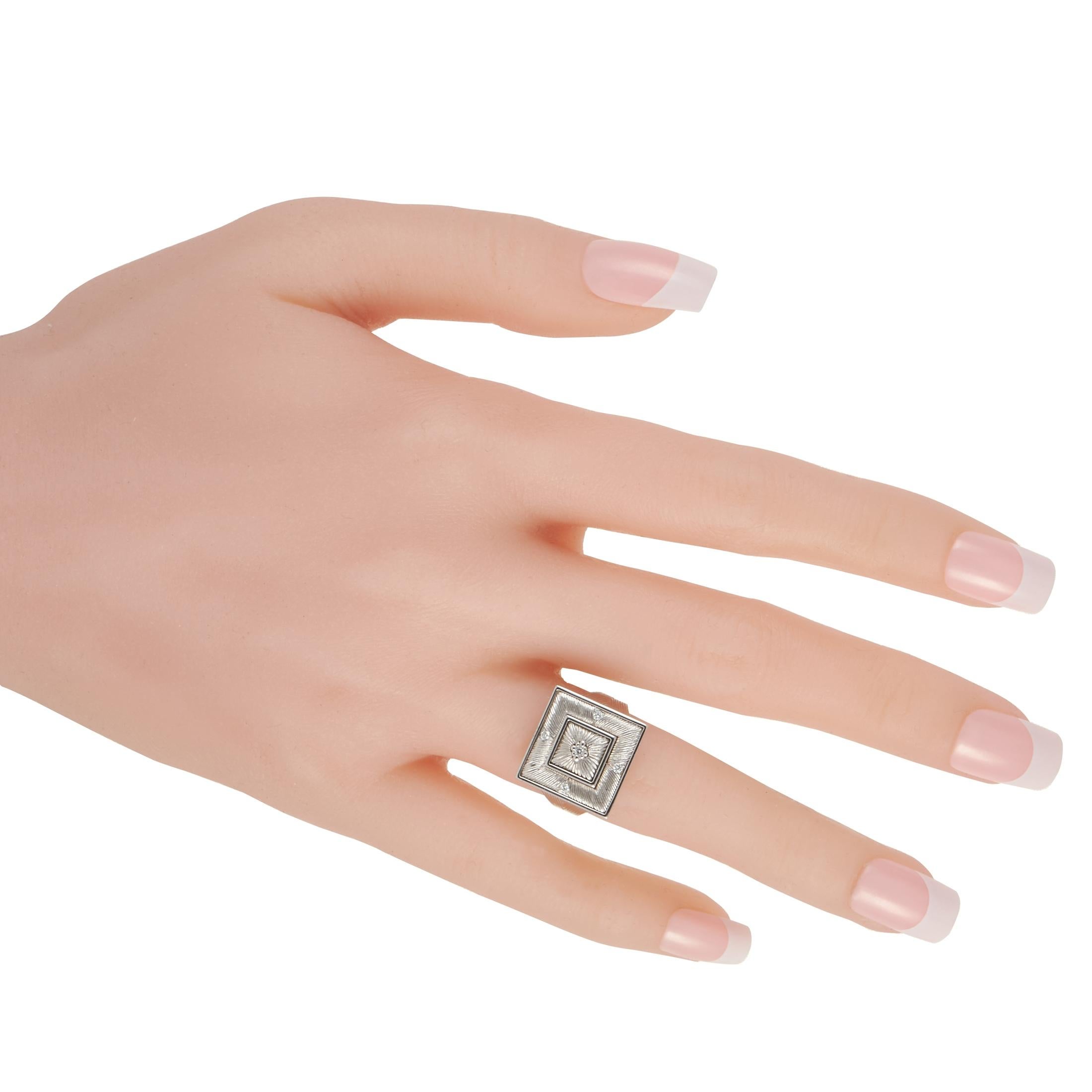 Round Cut Buccellati Prestigio 18k White Gold 0.08 Ct Diamond Ring For Sale