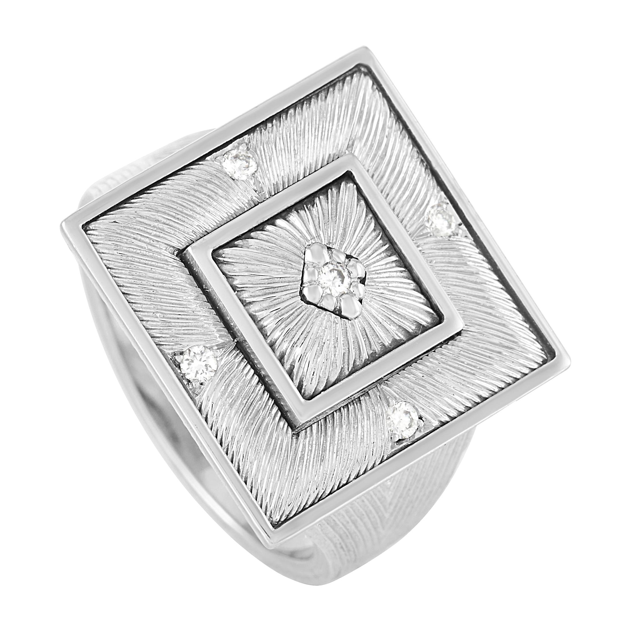 Buccellati Prestigio 18k White Gold 0.08 Ct Diamond Ring For Sale