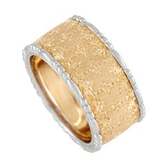 Buccellati Prestigio 18k Yellow and White Gold Wide Band Ring