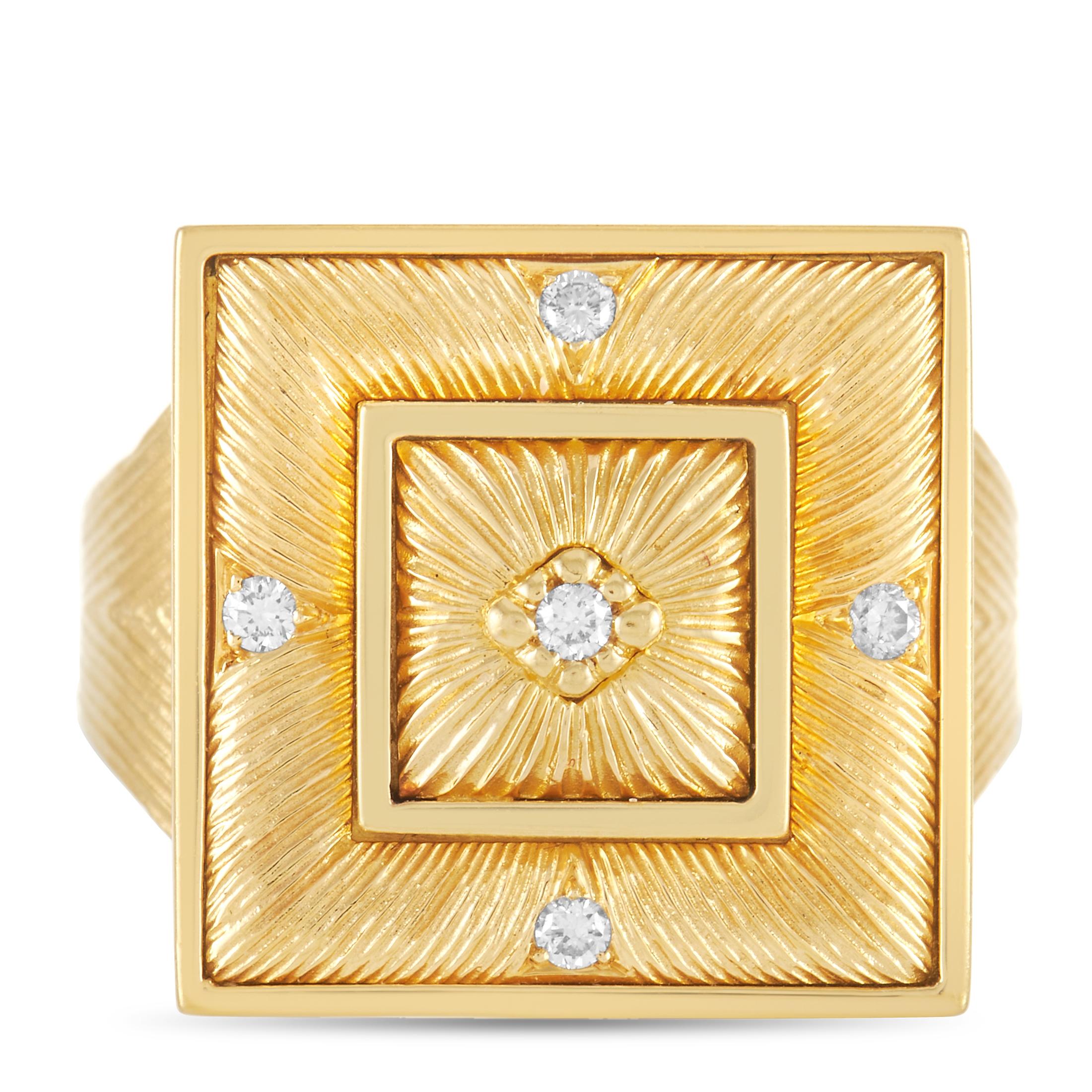 Buccellati Prestigio 18k Yellow Gold 0.08 Ct Diamond Ring In New Condition In Southampton, PA