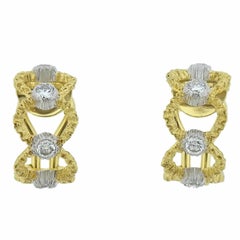 Buccellati Prestigio Diamond Gold Openwork Hoop Earrings
