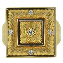 Vintage Buccellati Prestigio Diamond Yellow Gold Square Ring