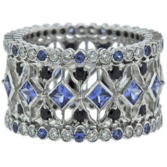 Buccellati Prestigio White Gold Diamond Sapphire Band Ring