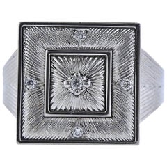 Vintage Buccellati Prestigio White Gold Diamond Square Ring