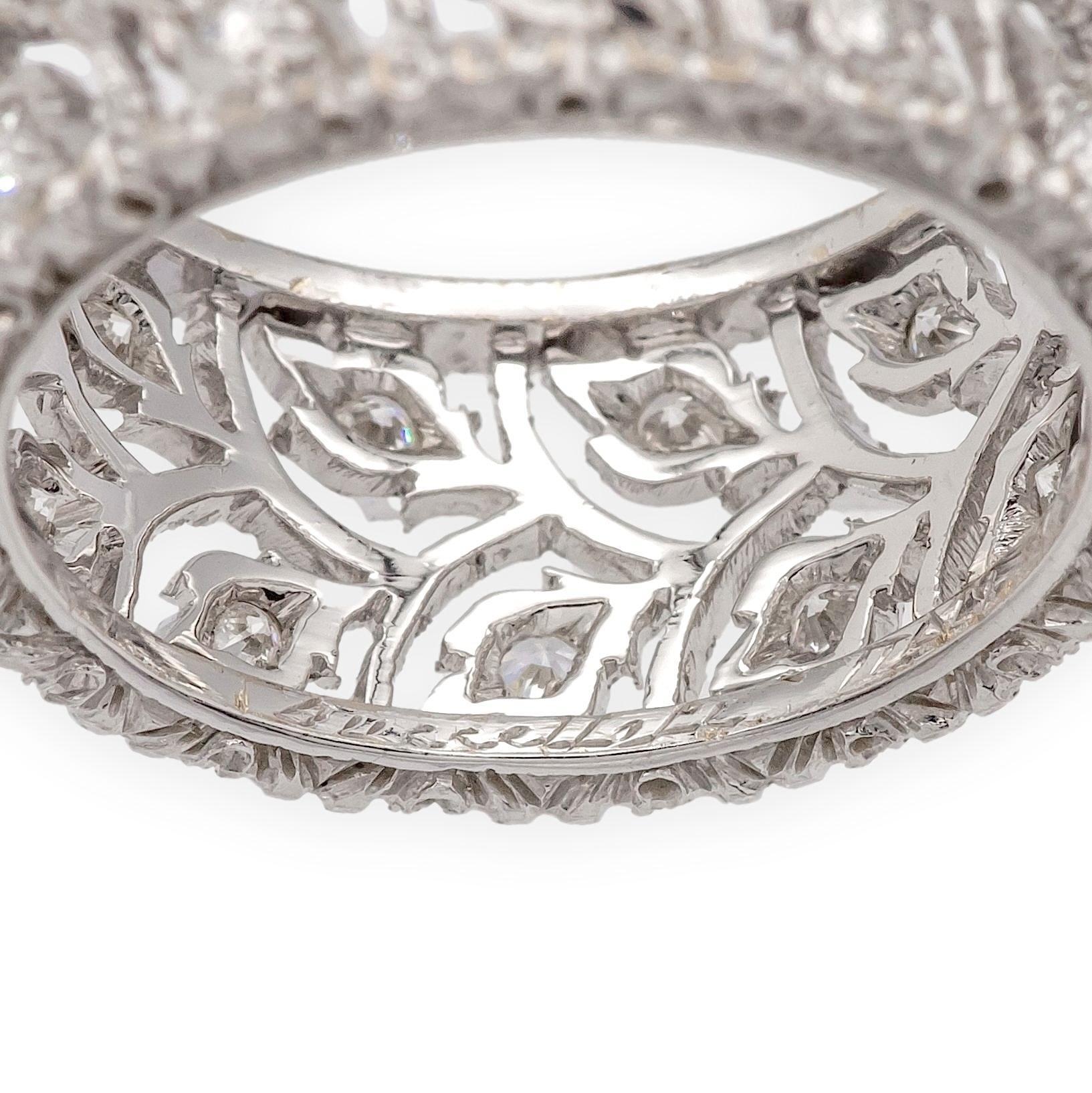 Contemporaneo Buccellati Ramage Eternelle in oro bianco 18 carati Anello con fascia smerlata di diamanti misura 5,5 in vendita