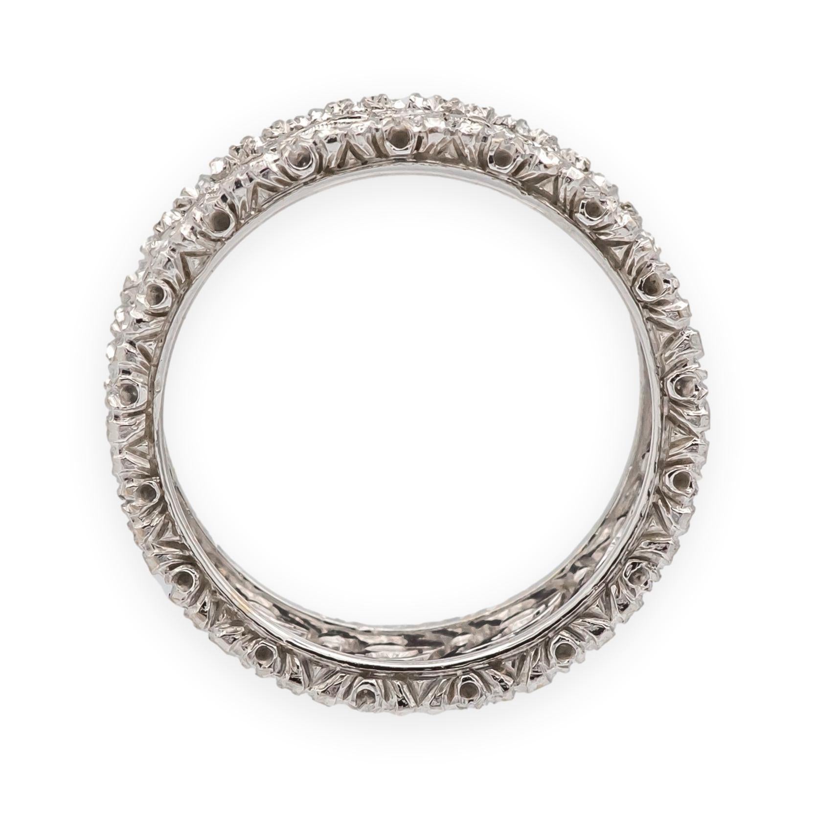 Buccellati Ramage Eternelle in oro bianco 18 carati Anello con fascia smerlata di diamanti misura 5,5 in vendita 1