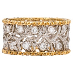 Retro Buccellati Ramage Eternelle Leaf Band Ring with Diamonds