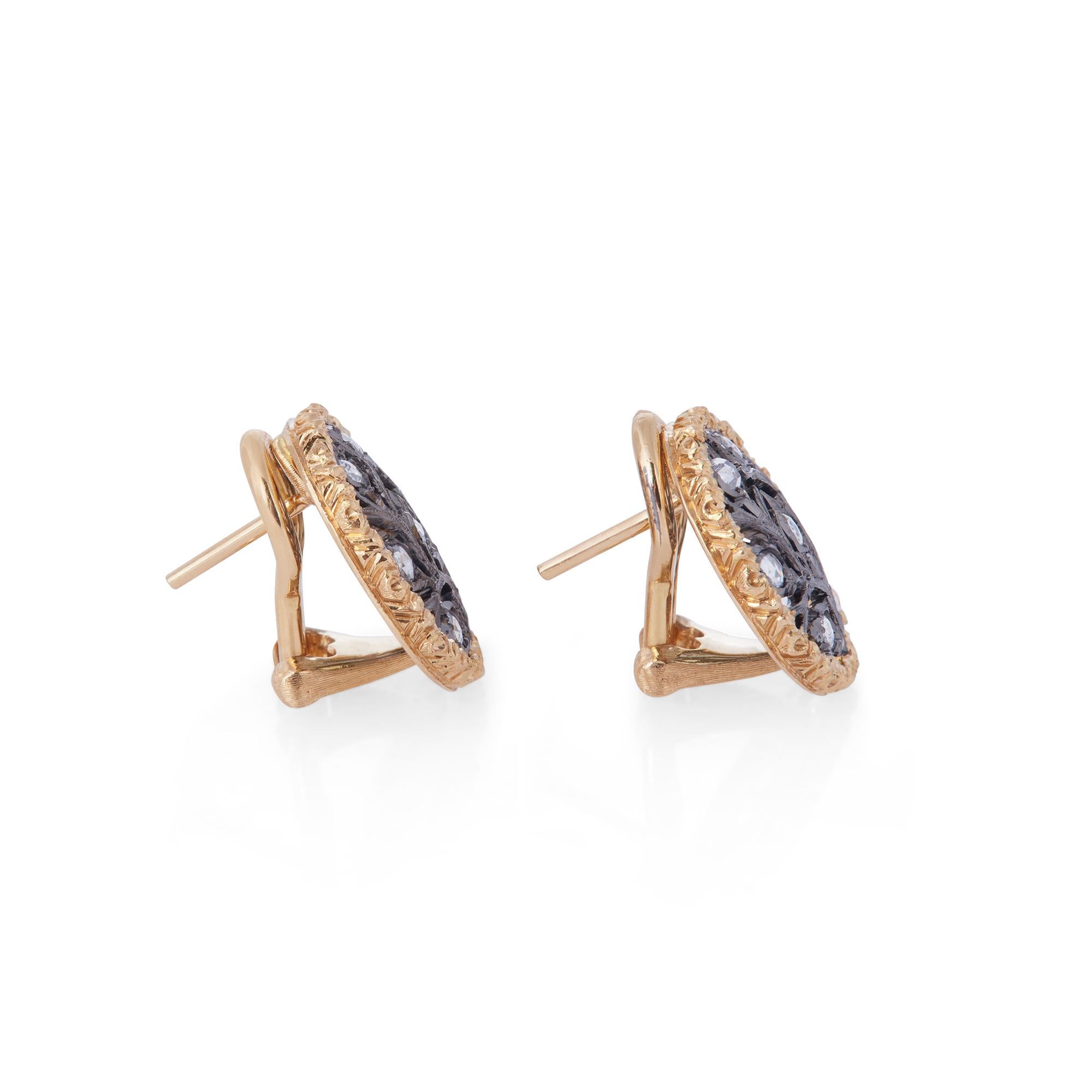 Contemporary Buccellati 'Ramage' Gold and Diamond Earrings