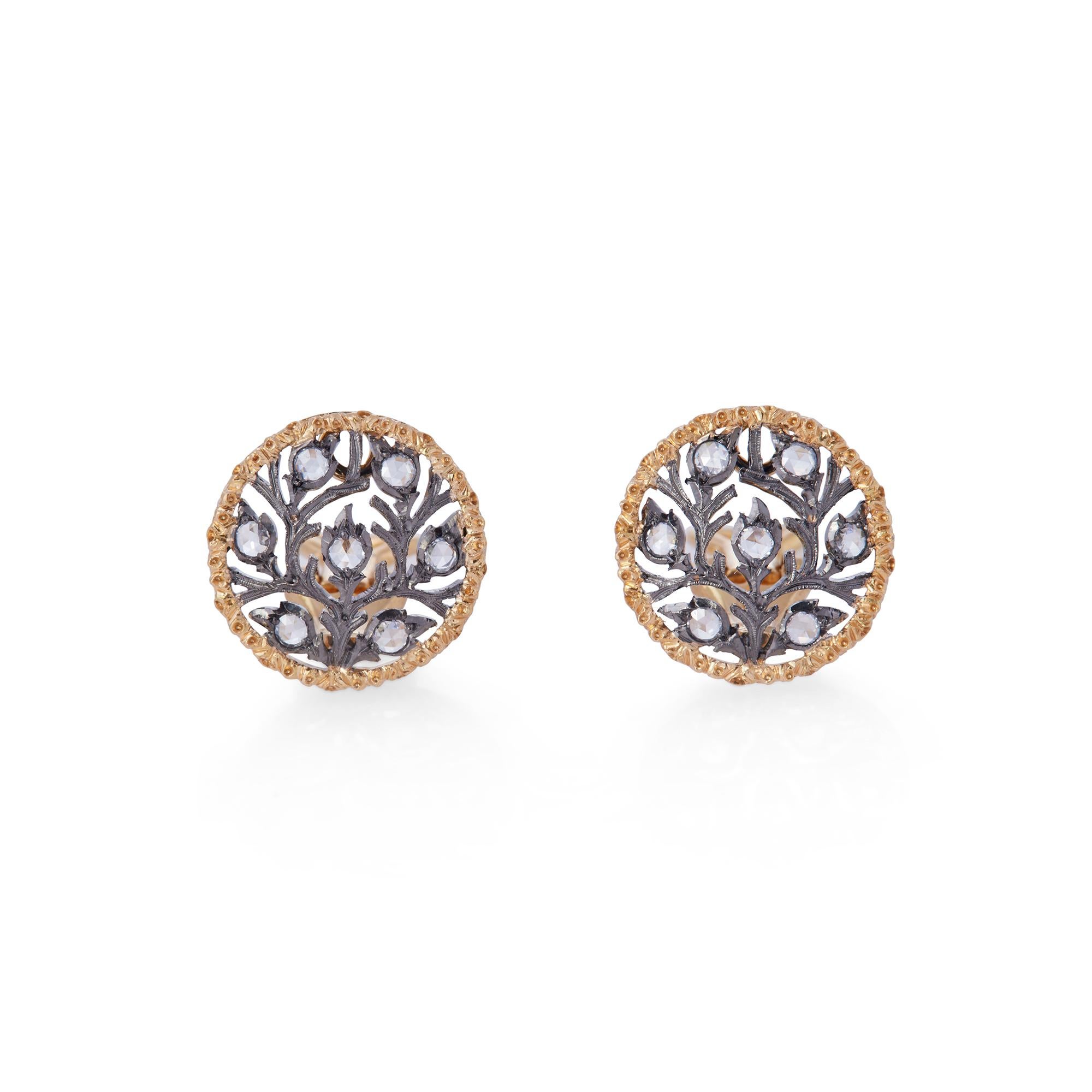 Buccellati 'Ramage' Gold and Diamond Earrings In Excellent Condition In New York, NY