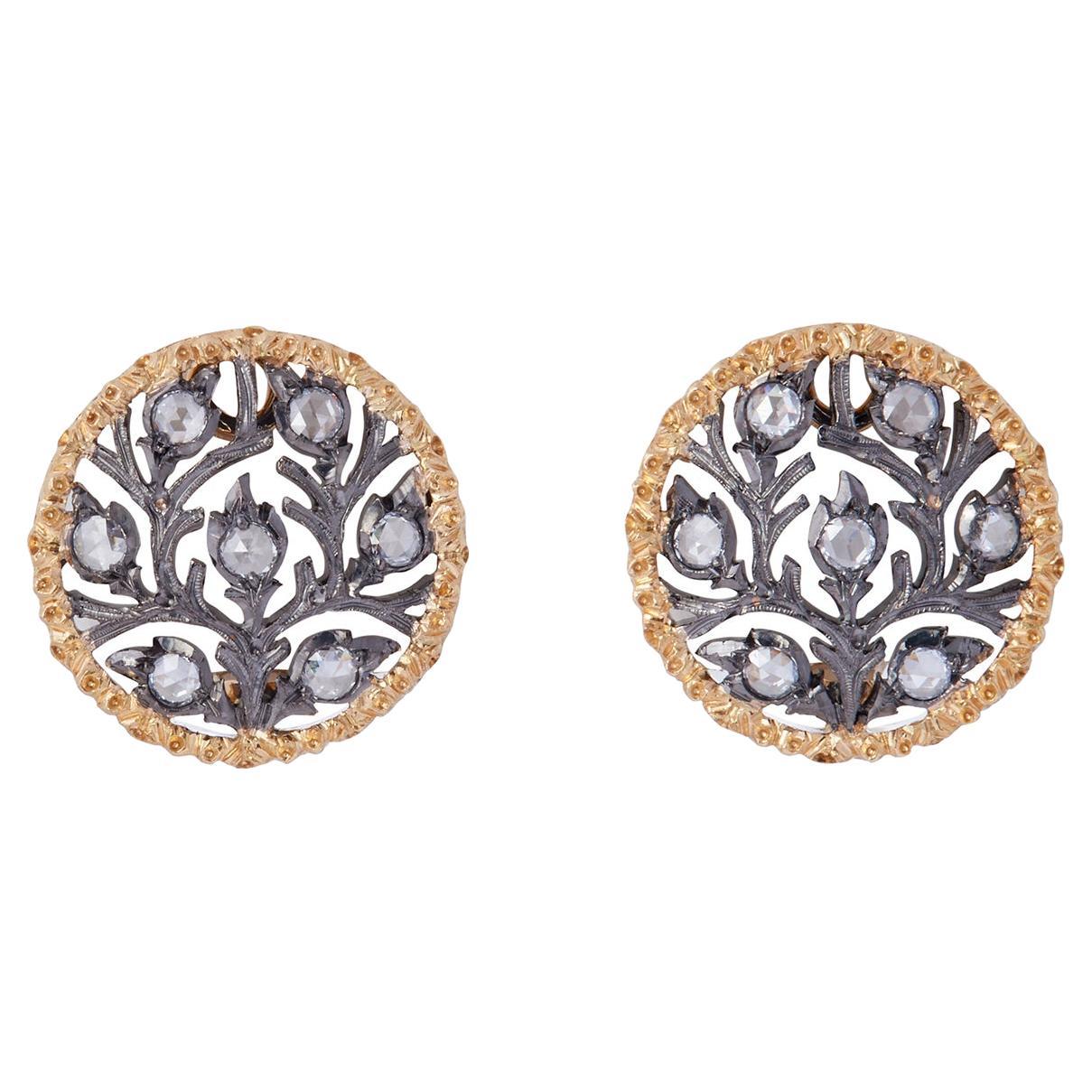 Buccellati 'Ramage' Gold and Diamond Earrings