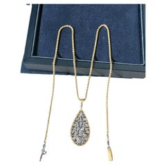 Buccellati RAMAGE – Zweifarbige Goldkette mit Lorbeerblatt-Motiv und tropfenförmigen Diamanten