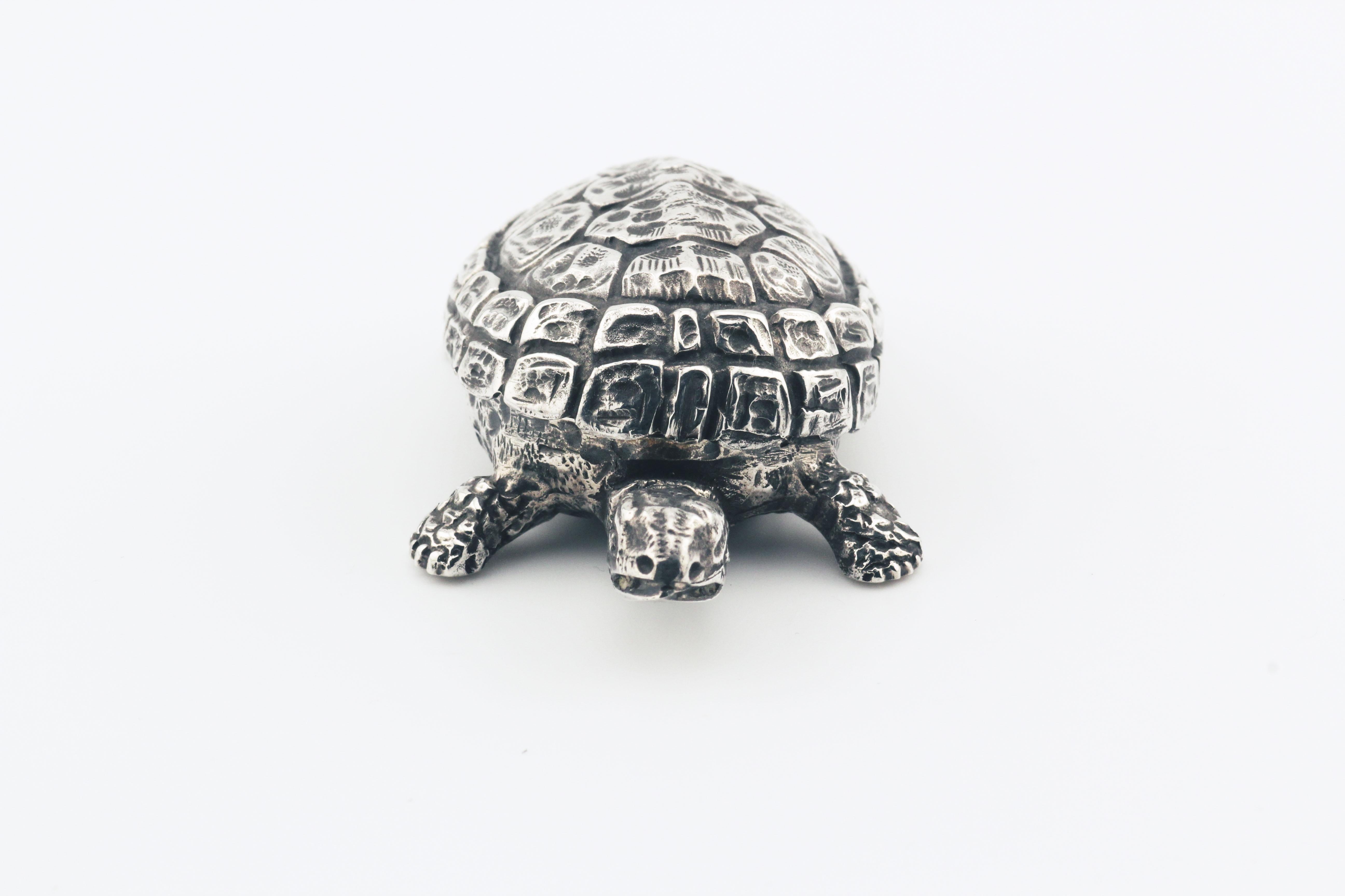Buccellati Rare Vintage Sterling Silver Turtle Small Pill Box 4