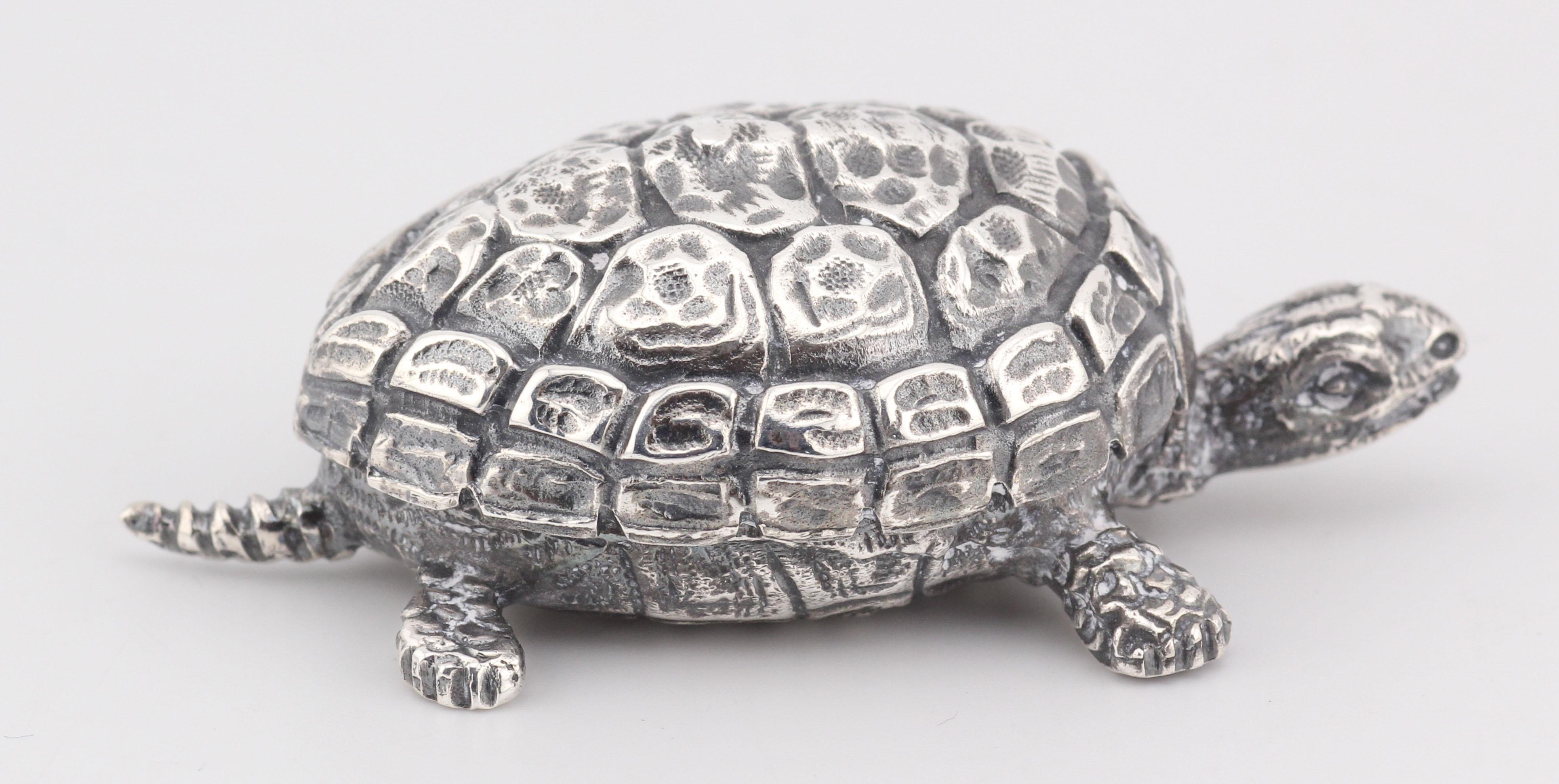 Buccellati Rare Vintage Sterling Silver Turtle Small Trinket Pill Box en vente 6