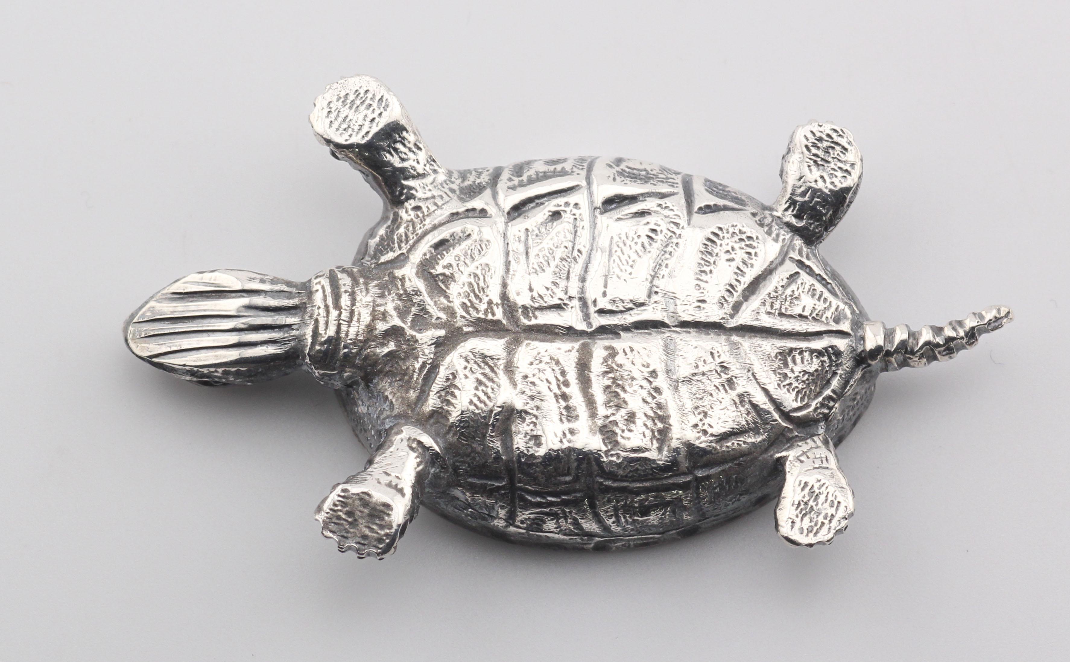 Buccellati Rare Vintage Sterling Silver Turtle Small Trinket Pill Box Unisexe en vente