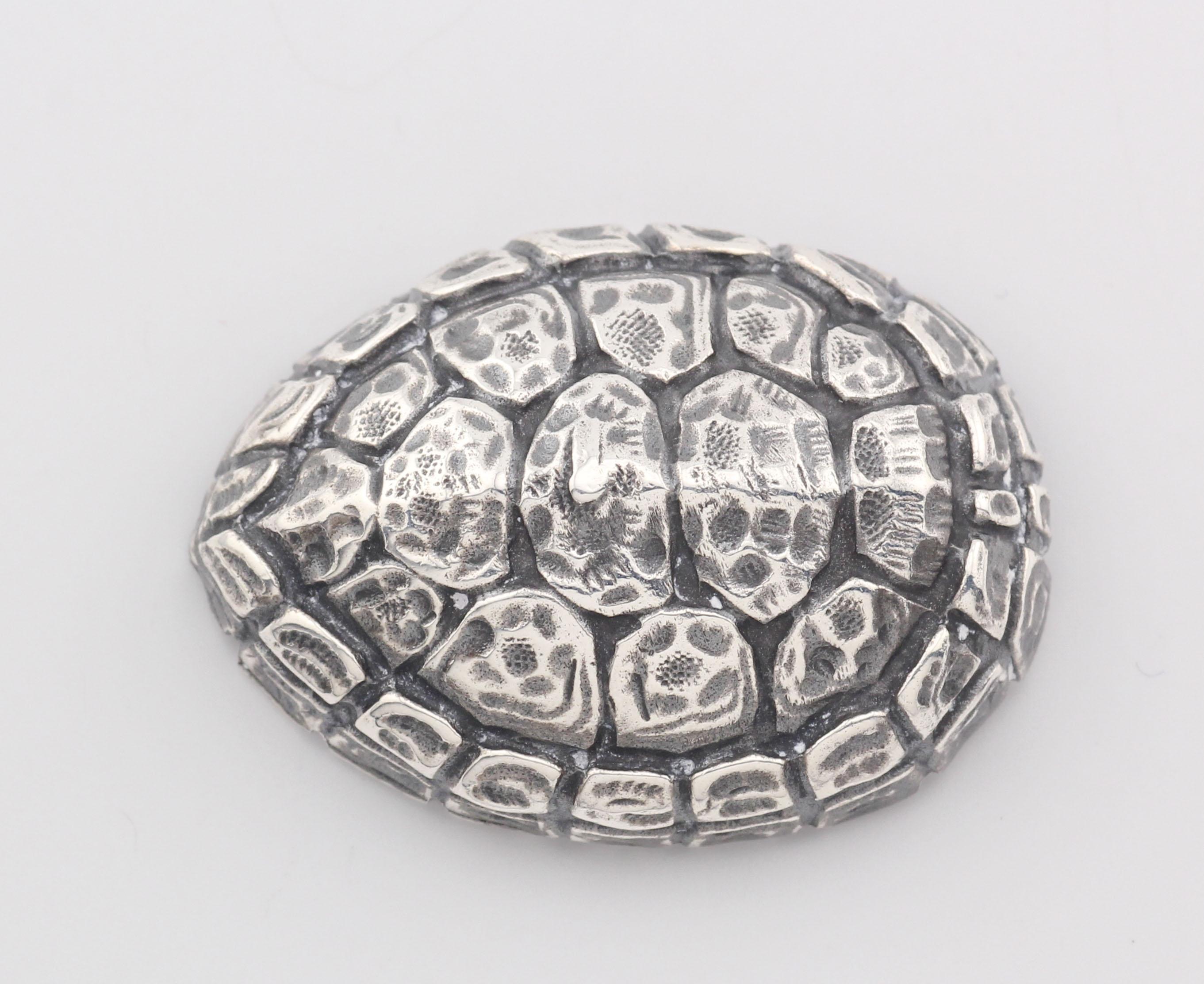 Buccellati Rare Vintage Sterling Silver Turtle Small Trinket Pill Box en vente 2