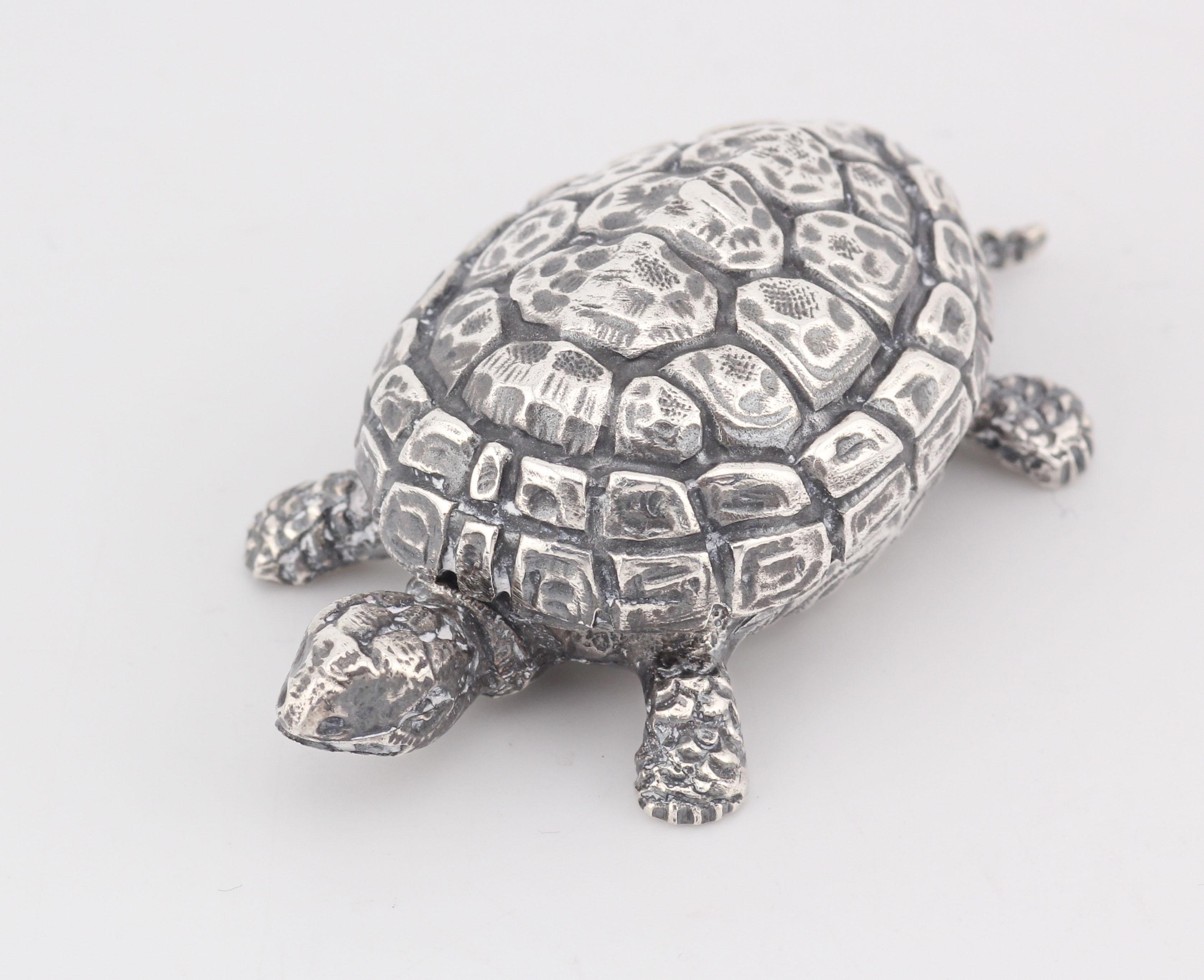Buccellati Rare Vintage Sterling Silver Turtle Small Trinket Pill Box en vente 3